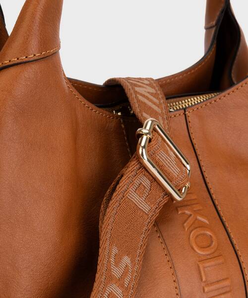 Bolso de piel con doble asa para mujer , ALCUDIA WHA , ALCUDIA WHA-380C1 , BRANDY