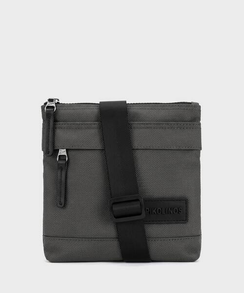 Bandolera textil con detalles en piel para hombre , OLITE MHA , OLITE MHA-1500 , GREY
