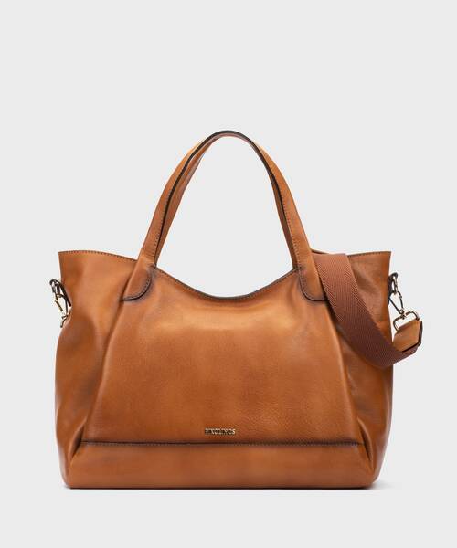 Bolso de piel con doble asa para mujer. , ARES WHA , ARES WHA-373C1 , BRANDY