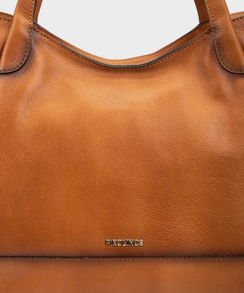 Bolso de piel con doble asa para mujer. , ARES WHA , ARES WHA-373C1 , BRANDY