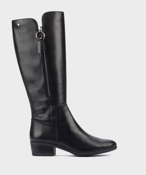 Bota alta de piel para mujer , DAROCA W1U , DAROCA W1U-9653 , BLACK