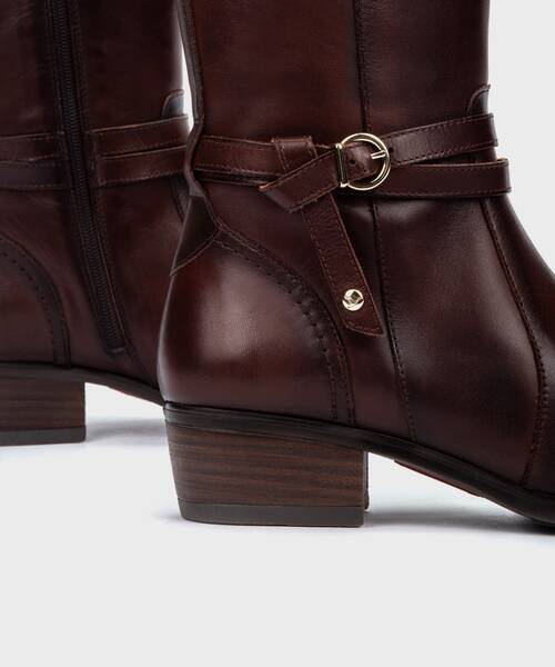 Bota alta de piel para mujer , DAROCA W1U , DAROCA W1U-9764 , CAOBA