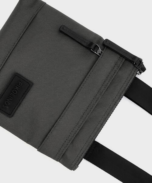 Bandolera textil con detalles en piel para hombre , OLITE MHA , OLITE MHA-1500 , GREY