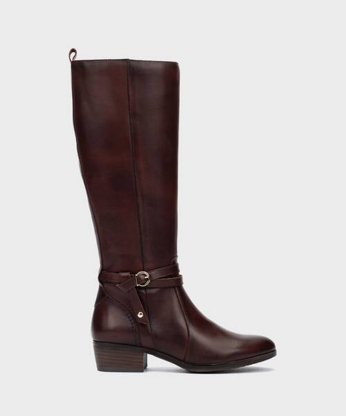 Bota alta de piel para mujer , DAROCA W1U , DAROCA W1U-9764 , CAOBA