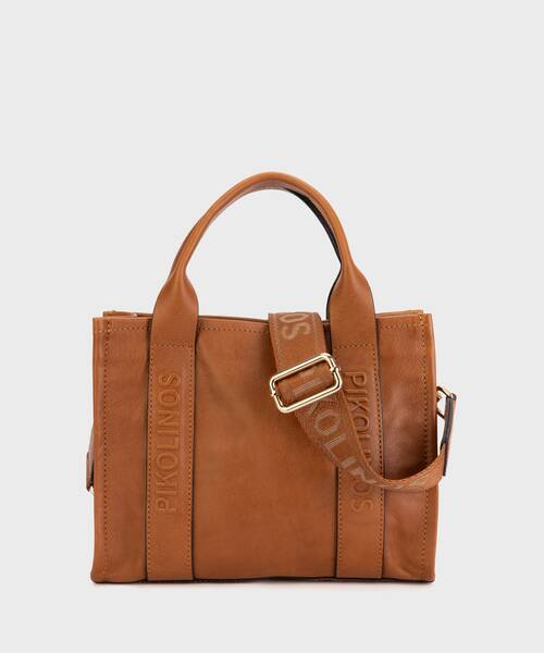 Bolso de piel con doble asa para mujer , ALCUDIA WHA , ALCUDIA WHA-381C1 , BRANDY