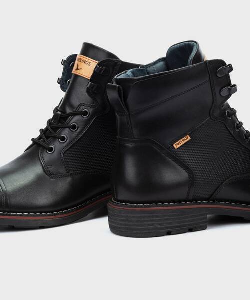 Bot&iacute;n con agujetas y cremallera para hombre , YORK M2M , YORK M2M-8156 , BLACK